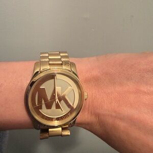 Michael Kors Gold-tone MK Logo Bracelet Watch